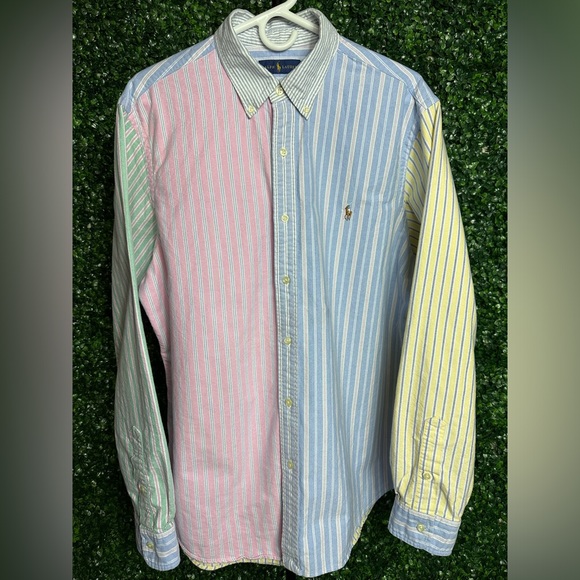 Men’s Ralph Lauren Stripped Colorblock Long Sleeve Button Down Shirt - Picture 1 of 8